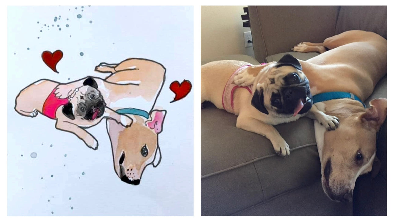 Double Watercolor Pet Portrait