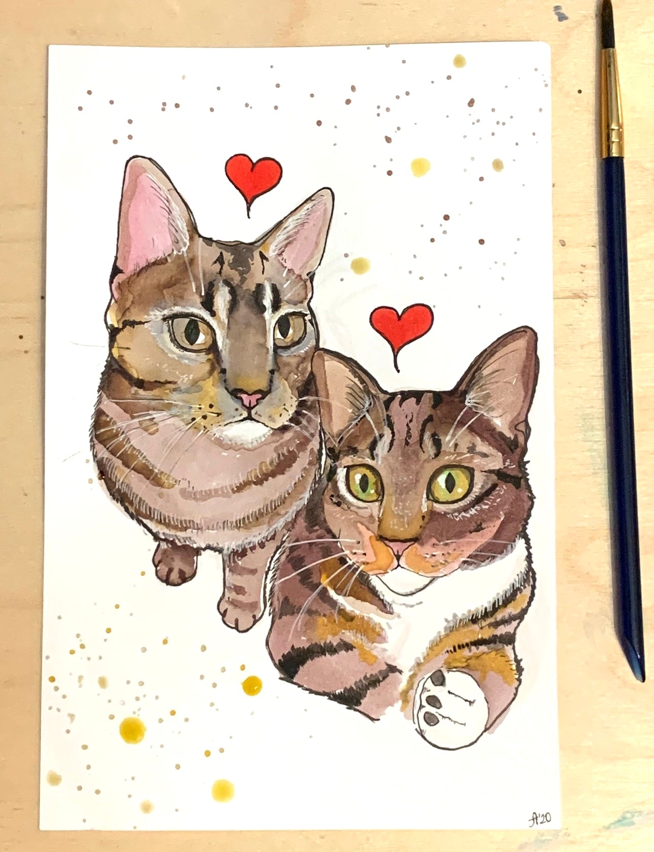 Double Watercolor Pet Portrait