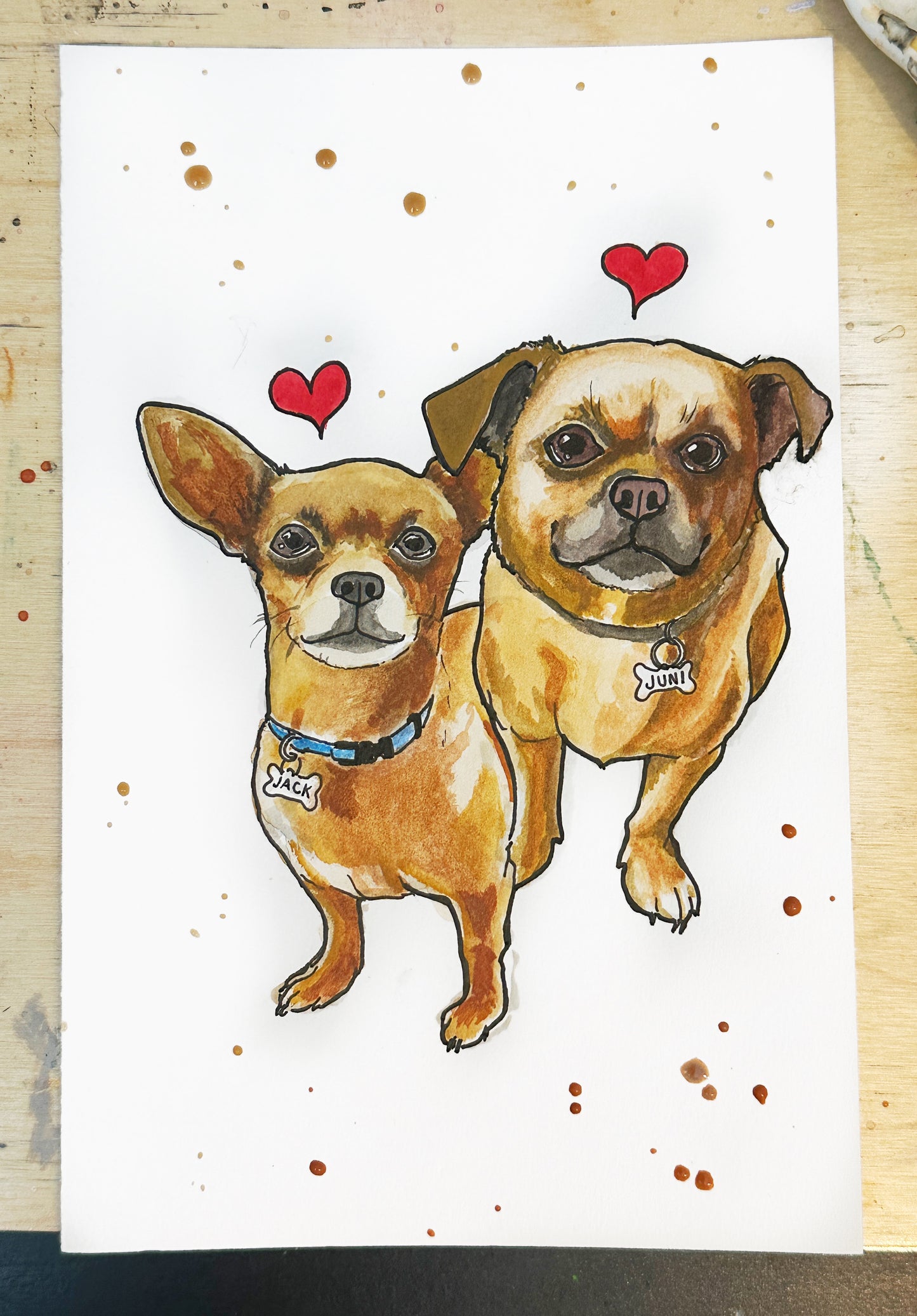 Double Watercolor Pet Portrait